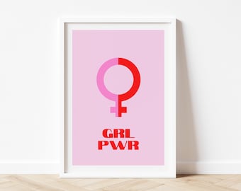 Girl Power Print, Women Empowerment Print, Girl Empowerment Prints, Female Power Poster, Teen Girl Bedroom Decor, Feminist Wall Art Download