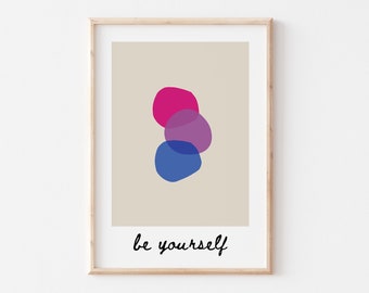 Bisexual Pride Print, Bisexual Gift, Bi Flag Print, LGBTQ Wall Art, Subtle Bi Pride, Gay Friend Gift, Bisexual Poster, Queer Home Decor