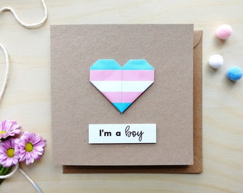 Trans Coming Out Card, Transgender Card, Transgender Coming Out, Trans Boy, Trans Pride Card, Transgender Support Card, Trans Pride Heart
