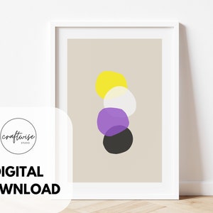 Non-Binary Flag Art: Minimalist LGBTQ Print (Digital Download)