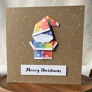 Cartão de Natal de Papai Noel de origami de arco-íris, Cartão de Natal LGBTQ, Cartão de Natal Queer, Presente de Natal Gay, Presente de Natal Gay Lésbico, LGBT fofo