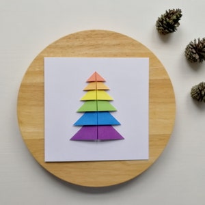 Carte de Noël LGBT, carte de Noël gay, carte d'arbre en origami arc-en-ciel, carte d'arbre de Noël de fierté LGBT, Noël queer, décoration de Noël LGBT image 7