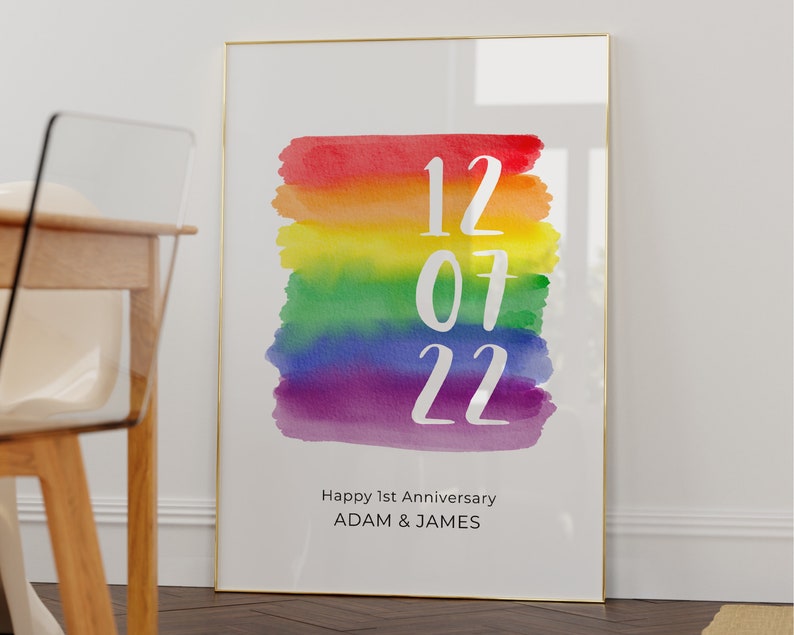 Printable LGBTQ Personalized Print, LGBTQ Valentines Gift, Name Print Couple, Gay Wedding Gift, Lesbian Couple Gift, LGBT Anniversary Gift image 2