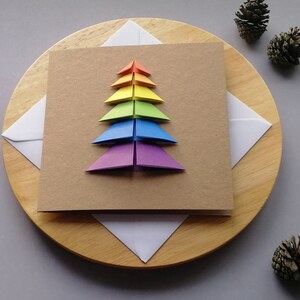 Carte de Noël LGBT, carte de Noël gay, carte d'arbre en origami arc-en-ciel, carte d'arbre de Noël de fierté LGBT, Noël queer, décoration de Noël LGBT image 2