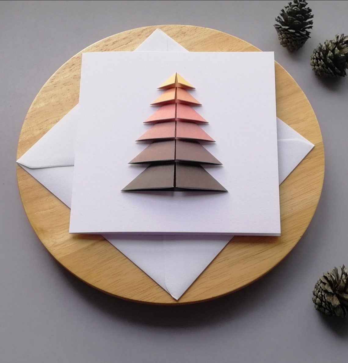 Origami Christmas Tree Card Handmade Modern Origami Card Etsy Canada
