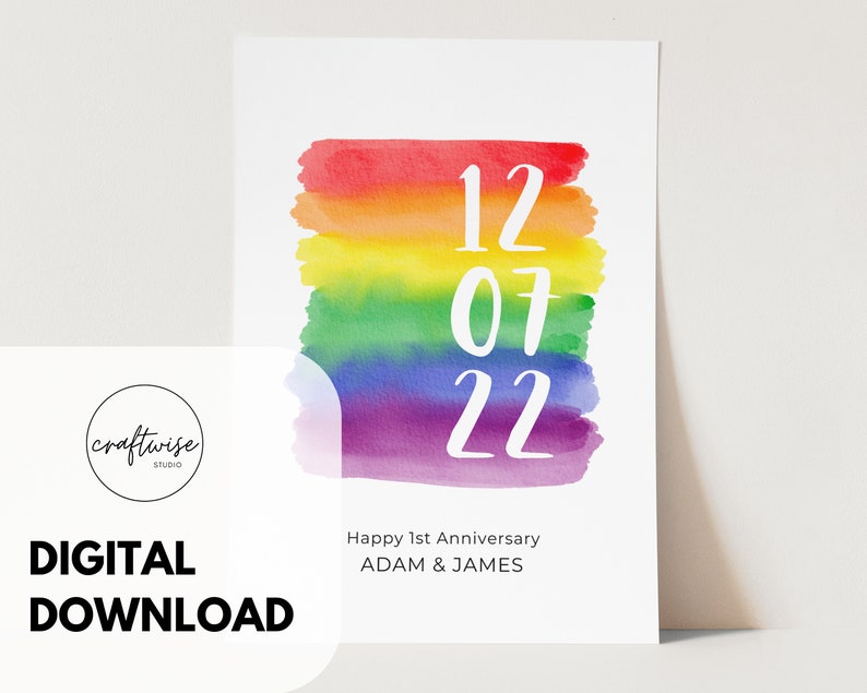 Printable LGBTQ Personalized Print, LGBTQ Valentines Gift, Name Print Couple, Gay Wedding Gift, Lesbian Couple Gift, LGBT Anniversary Gift image 3