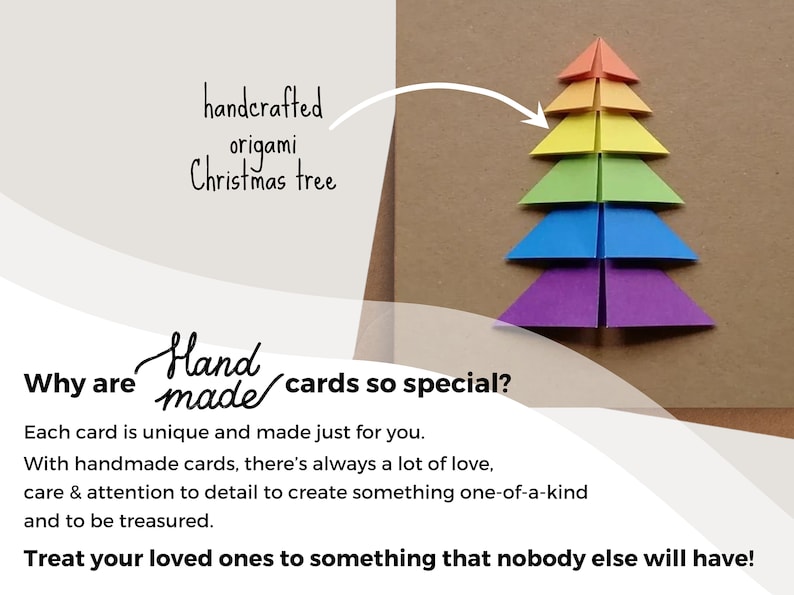 Carte de Noël LGBT, carte de Noël gay, carte d'arbre en origami arc-en-ciel, carte d'arbre de Noël de fierté LGBT, Noël queer, décoration de Noël LGBT image 3