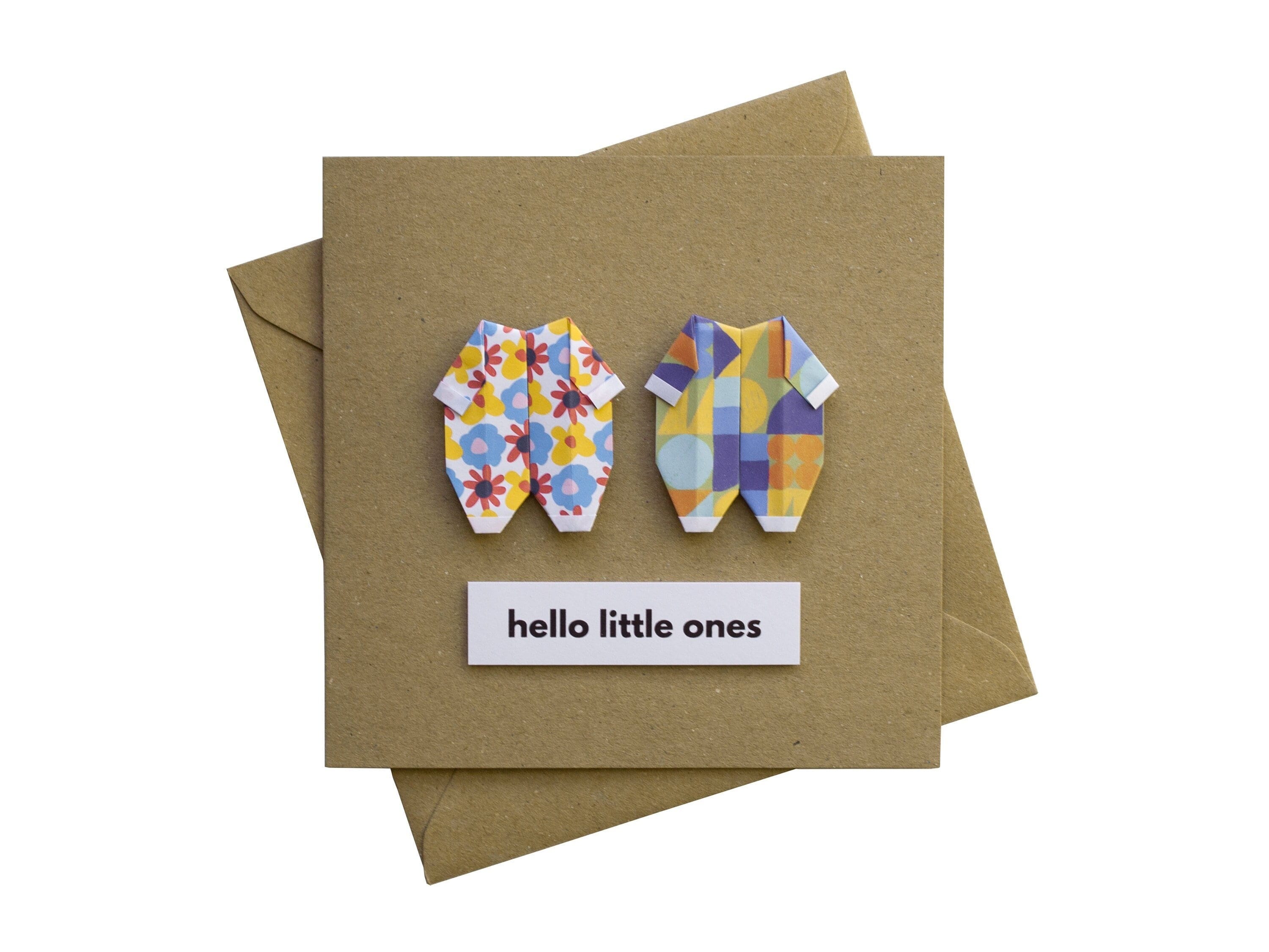 Biglietto Di Auguri Per Nascite Gemelle | Design Animali Del Bosco Con Dettagli In Oro | Welcome Little Ones | Prodotto Ecologico UK - 3