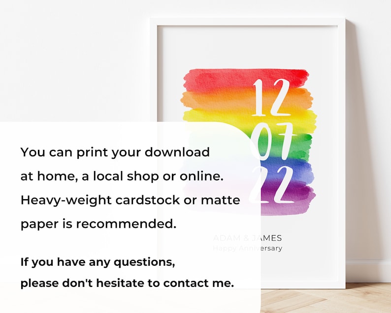 Printable LGBTQ Personalized Print, LGBTQ Valentines Gift, Name Print Couple, Gay Wedding Gift, Lesbian Couple Gift, LGBT Anniversary Gift image 4