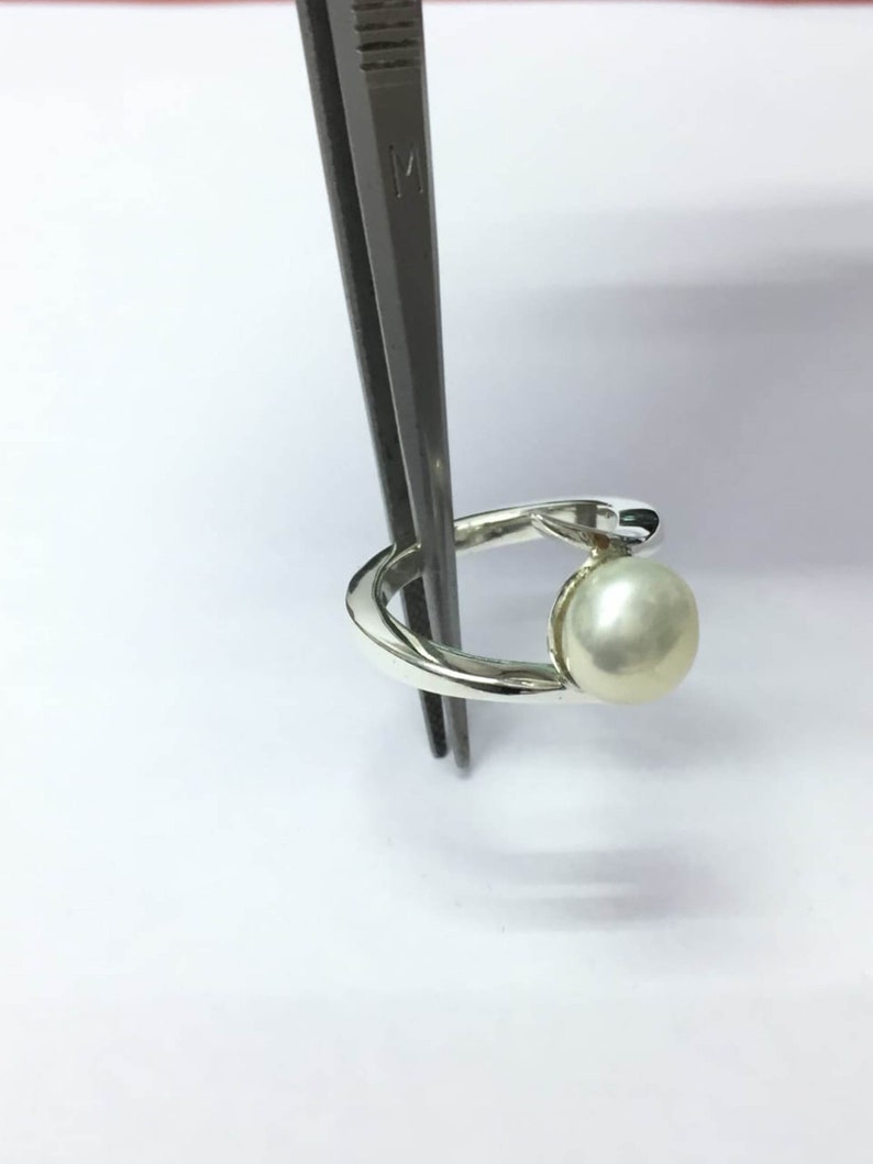 Natural White Pearl 5.50 Carat Ring, 925 Sterling Silver, Handmade Ring For Men And Woman, Anniversary Gift. image 6