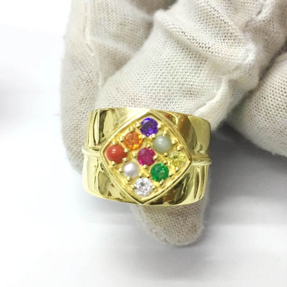 Navaratna ring shop silver