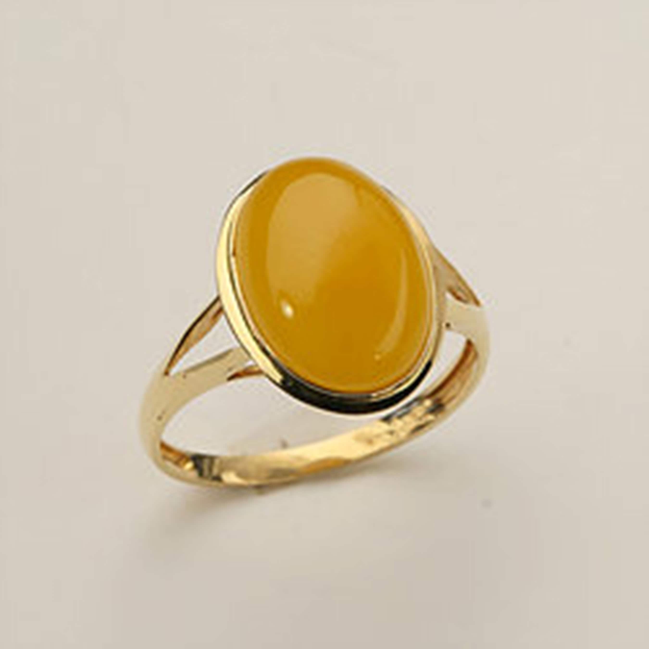 Natural Yellow Jade 6.25 Carat Ring 925 Sterling Silver Gold Etsy