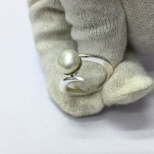 Natural White Pearl 5.50 Carat Ring, 925 Sterling Silver, Handmade Ring For Men And Woman, Anniversary Gift. image 2