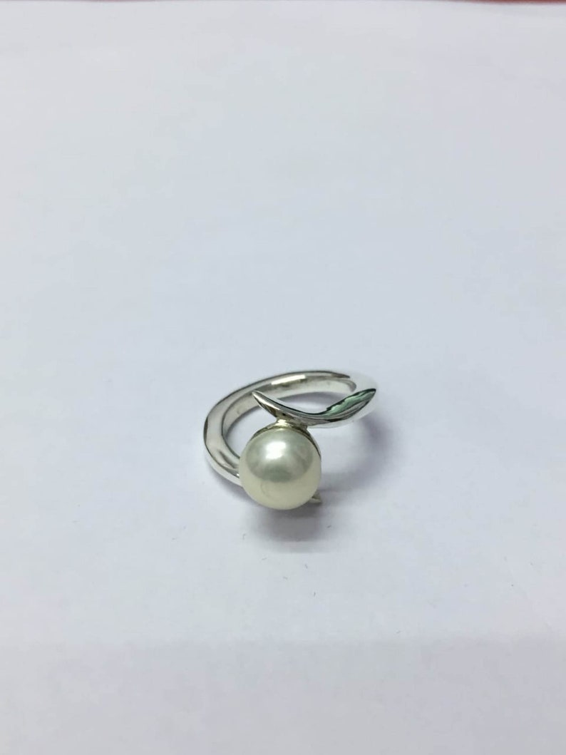 Natural White Pearl 5.50 Carat Ring, 925 Sterling Silver, Handmade Ring For Men And Woman, Anniversary Gift. image 4