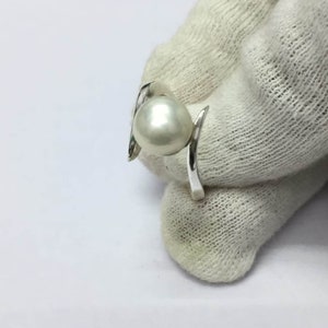 Natural White Pearl 5.50 Carat Ring, 925 Sterling Silver, Handmade Ring For Men And Woman, Anniversary Gift. image 1