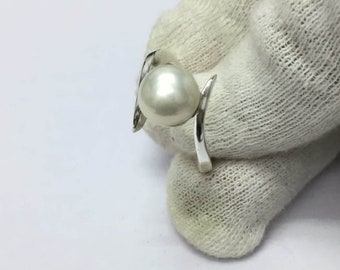 Natural White Pearl 5.50 Carat Ring, 925 Sterling Silver, Handmade Ring For Men And Woman, Anniversary Gift.
