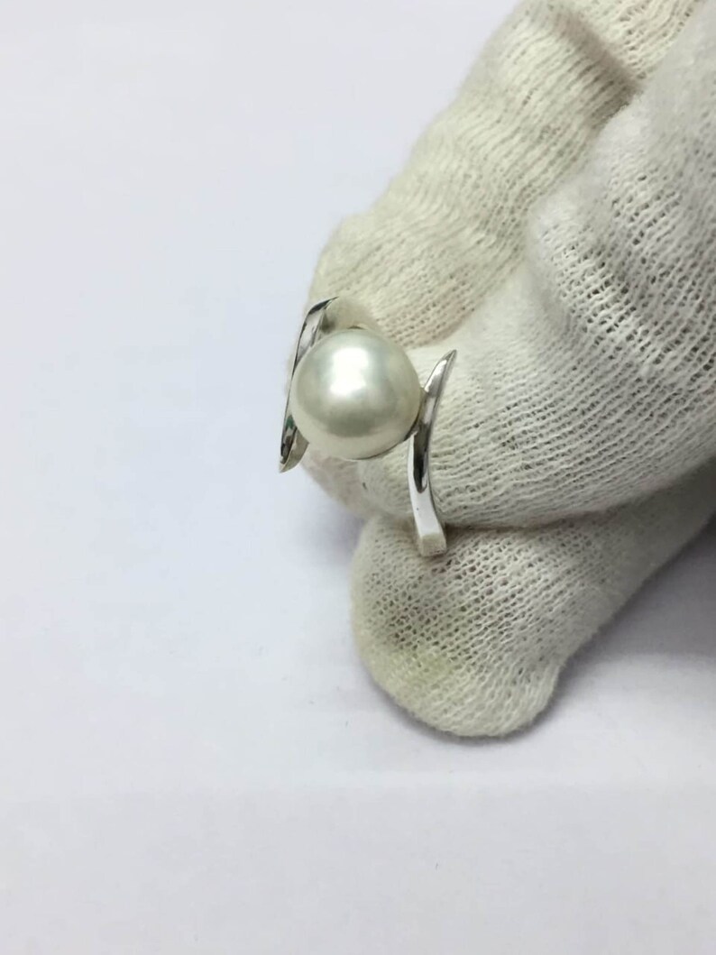 Natural White Pearl 5.50 Carat Ring, 925 Sterling Silver, Handmade Ring For Men And Woman, Anniversary Gift. image 1