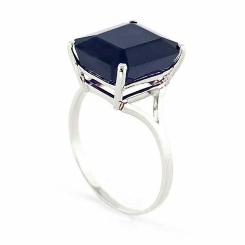 Anniversary Gift. 925 Sterling Silver Handmade Ring For Men And Woman Natural Blue Sapphire 7 Carat Ring