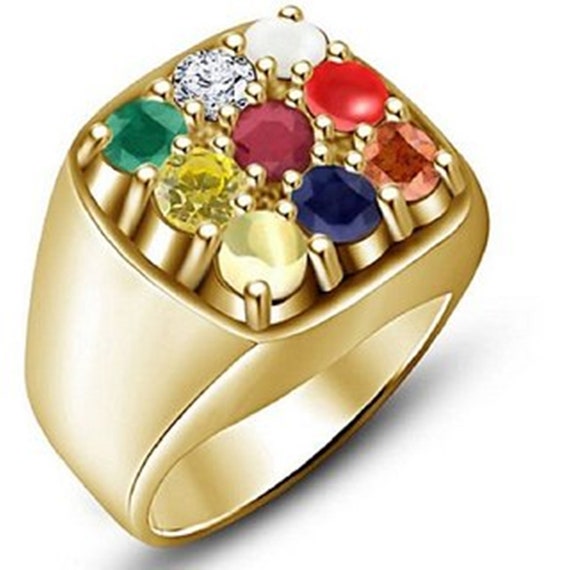 Buy CEYLONMINE Brass Multicolor Mens Gold Plated Navratna Ring Online at  Best Prices in India - JioMart.
