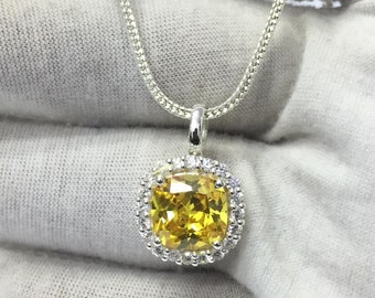 Certified Yellow Sapphire 5.25 Carat Pendant, 925 Sterling Silver, Handmade Pendant For Woman, Anniversary Gift.