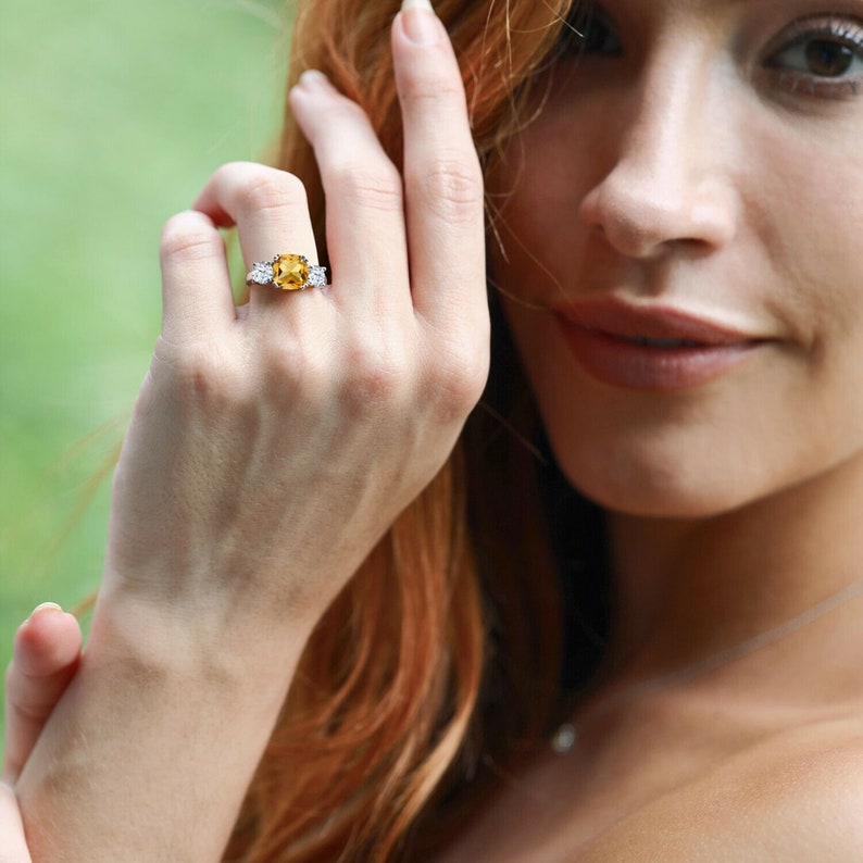 Natural Citrine 6.50 Carat Ring 925 Sterling Silver Anniversary Gift. Handmade Ring For Men And Woman