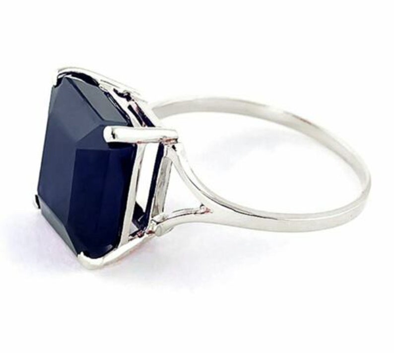 Anniversary Gift. 925 Sterling Silver Handmade Ring For Men And Woman Natural Blue Sapphire 7 Carat Ring