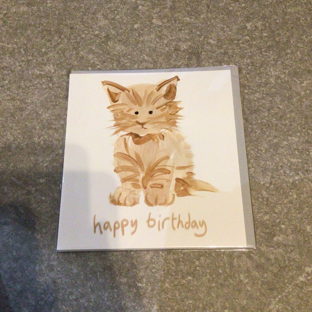 Cute Cat Birthday Card - Etsy