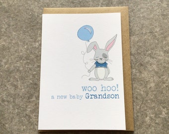 New Grandson Rabbit Card