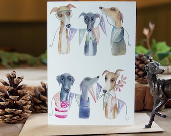 Cute Birthday Card for Friend, Family or Partner, Whippet Parent Card, Whimsical Whippet Greeting Card