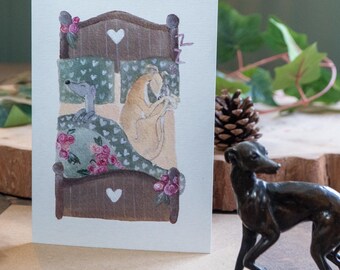 Whippet Love Card - Cute Watercolour Dog Birthday Card for Partner - Sighthound Love - Long Dog Parent Greeting Card