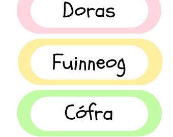 Classroom Labels As Gaeilge - Pastel Colours