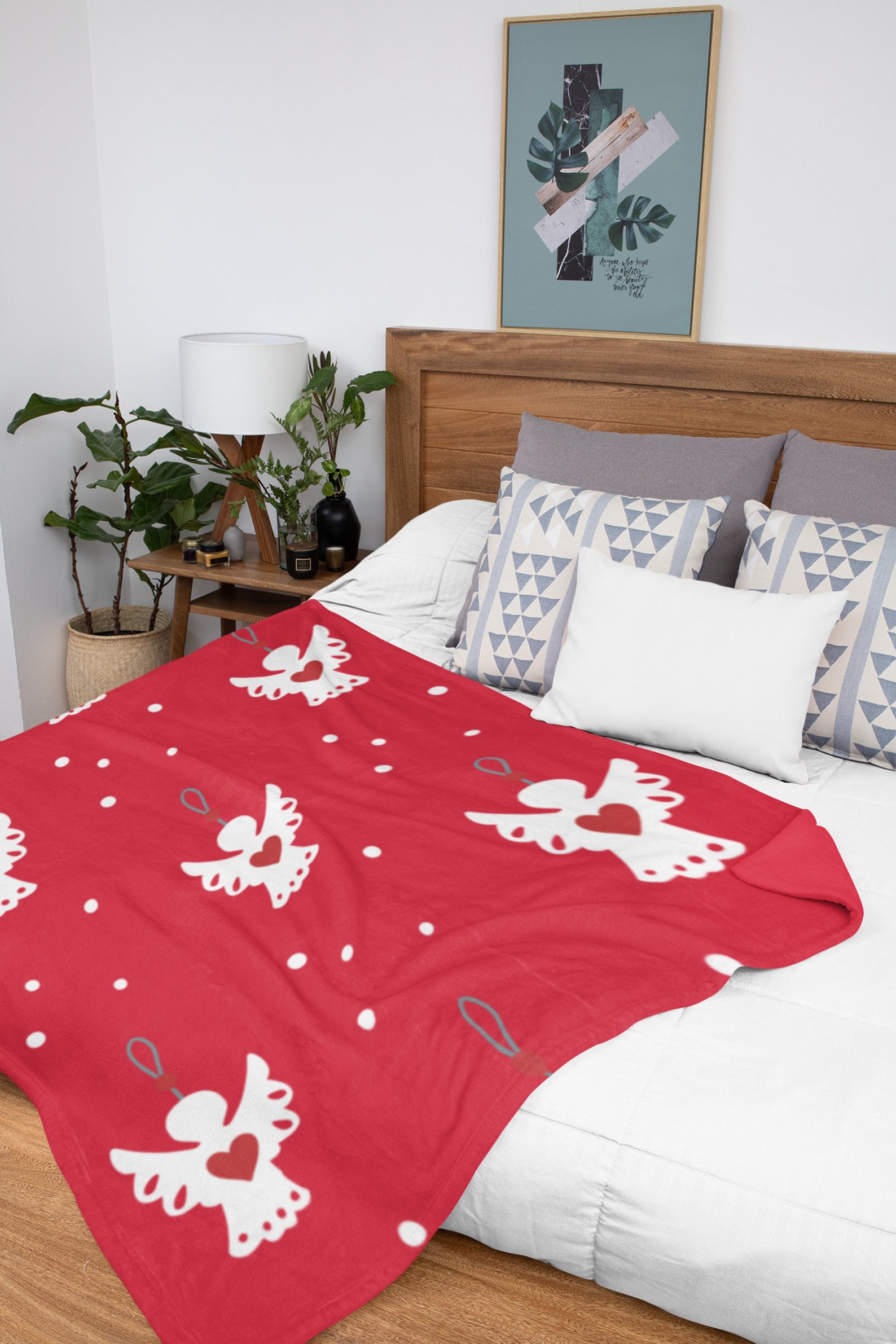 Christmas Blanket Christmas Angels Blanket Red Blanket Etsy