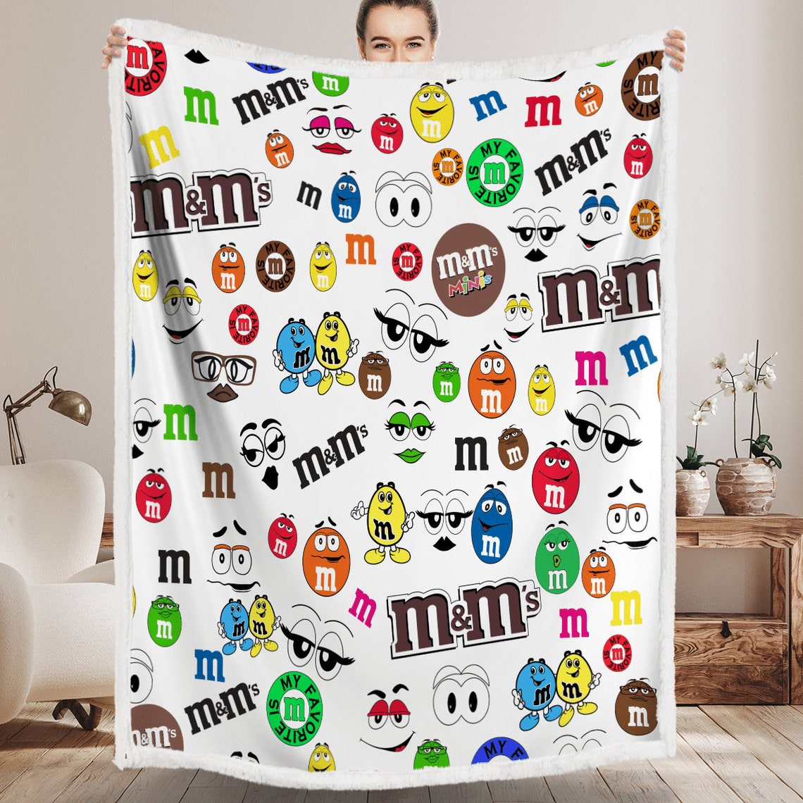 M and M Blanket MM Blanket M&M Blanket M and M Throw Etsy