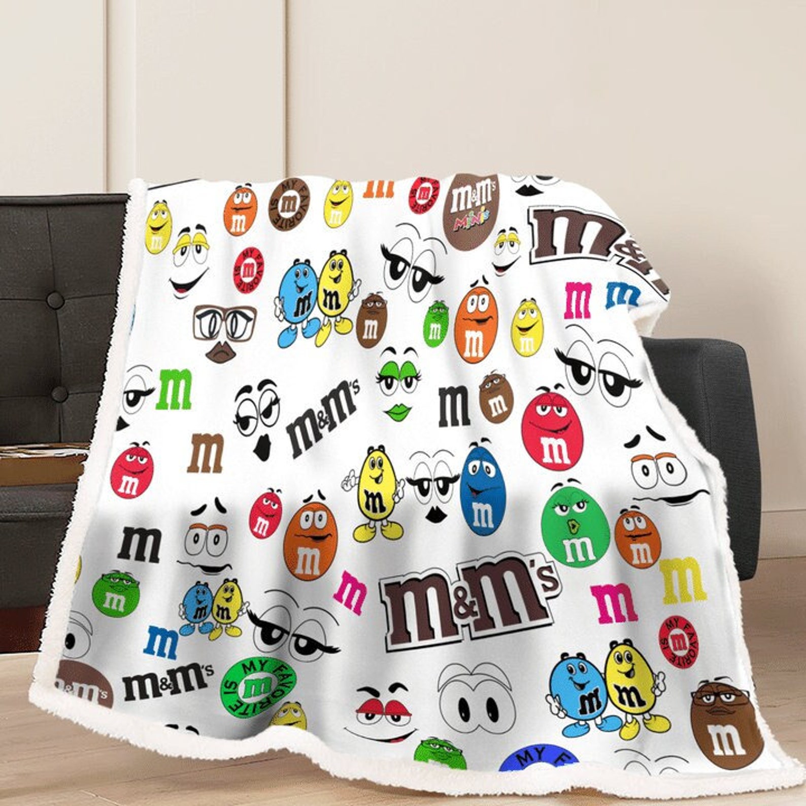 M and M Blanket MM Blanket M&M Blanket M and M Throw Etsy