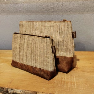 Handmade Organic Nettle and Vegetal Leather Pouches - &quot;Thuli&quot; and &quot;Kanchhi&quot;