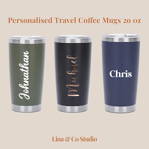 Personalised Stainless Steel Coffee Travel Mug 20oz/Customised Christmas Gift Travel Mugs 20oz/Customised Coffee Insulated Tumbler 20oz