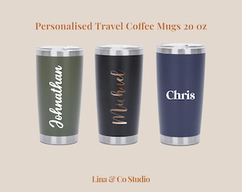 Personalised Stainless Steel Coffee Travel Mug 20oz/Customised Christmas Gift Travel Mugs 20oz/Customised Coffee Insulated Tumbler 20oz