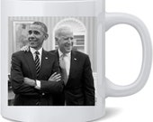 Poster Foundry President Barack Obama Joe Biden Laughing Oval Office Official Photo Democratic Party Liberal Ceramic Coffee Mug