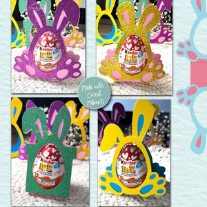 Paquete SVG de soporte para huevos de Pascua, soporte para huevos de chocolate, conejito de Pascua SVG, obsequio de fiesta para niños, regalo de manualidades de papel