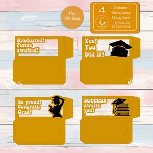 Lot de porte-monnaie de remise des diplômes 2025 papier cartonné pochette pour argent porte-monnaie SVG porte-monnaie SVG cadeau bricolage cadeau de finissants Cricut