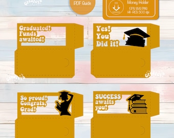 Graduation Money Holder SVG Bundle 2025 Cardstock Money Sleeve Money Holder SVG Cash Holder DIY Gift Graduate Party Favor Cricut