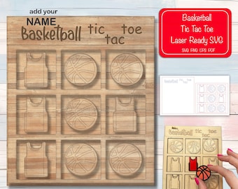 Basketball Tic Tac Toe Laser Cut File: Kids Board Game SVG (Digital Download)
