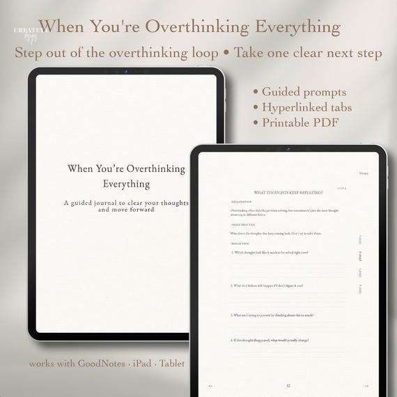 Overthinking Journal Mental Clarity Workbook Guided Reflection for Anxiety Decision Making Focus GoodNotes iPad Planner
