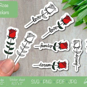 Stickers svg files for cricut, Printable Planner sticker sheet svg, Flower stickers bundle for cricut and cut