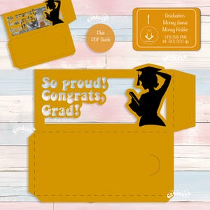 Porte-monnaie de remise des diplômes 2025 Fille de remise des diplômes Pochette pour argent SVG DIY cadeau Diplômés en papier cartonné Papercut Cadeau de fête