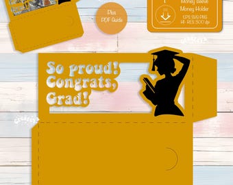 Graduation money holder SVG 2025 Graduation Girl Money sleeve SVG DIY Gift Graduate Cardstock Papercut Party Favor