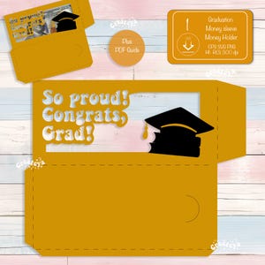 Porta billetes de graduación SVG 2025, funda para billetes de graduación SVG, regalo DIY, cartulina de graduación, recorte de papel, recuerdo de fiesta SVG