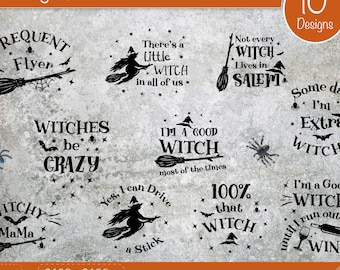 Witch Quotes SVG Halloween Bundle, T-shirt Designs (Digital Download)