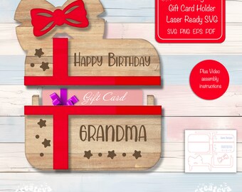 Grandma Birthday Gift Card Holder SVG Laser Cut File