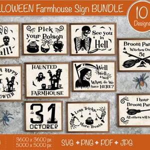 Halloween Farmhouse Sign Bundle, Spooky Quotes (svg, png, pdf, jpg)